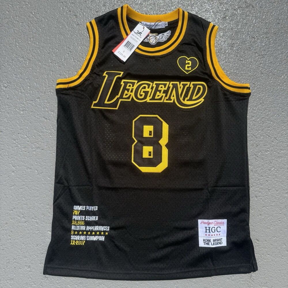 Men’s Kobe Bryant Legend Mamba Jersey Headgear Classics Black/Yellow Small
